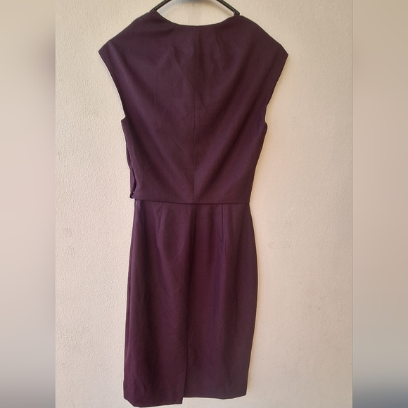 J. Crew Burgundy Wine V-Neck Midi Women's Dress Wool Size 00 NWT - Picture 5 of 10